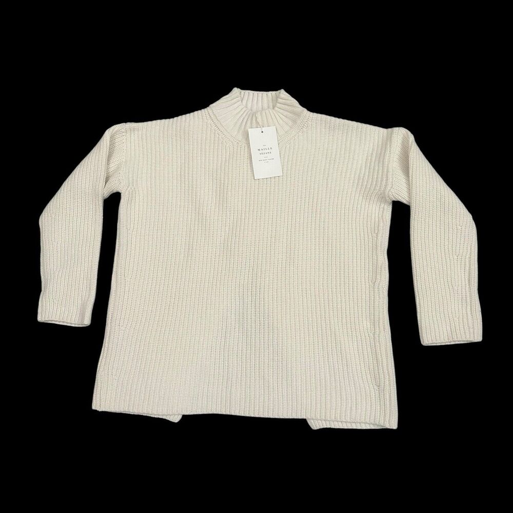 La Maille Sezane Paris Rue Saint-Fiacre Wool Blend V Back Jumper XS Ivory Emilia